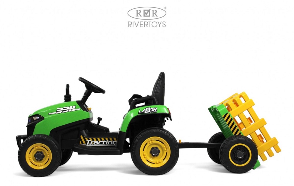 Детский электромобиль RiverToys K111KK (зелёный) Трактор - фото3