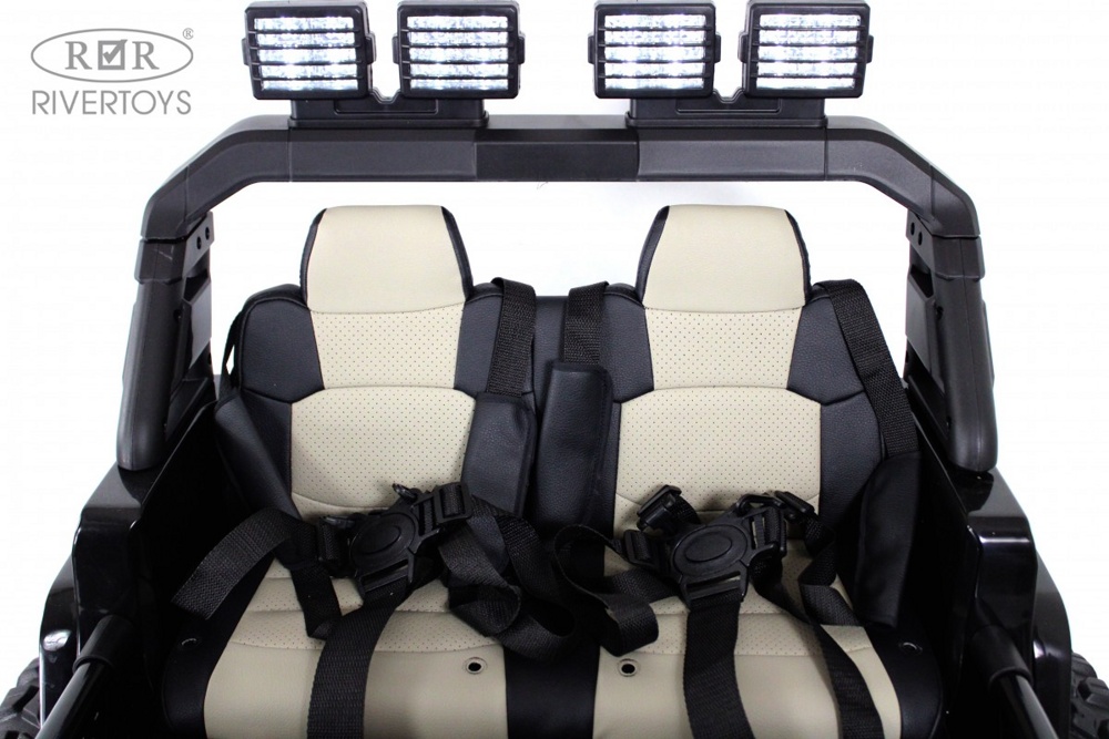 Детский электромобиль RiverToys Jeep A222AA (черный) Двухместный Полноприводный - фото2