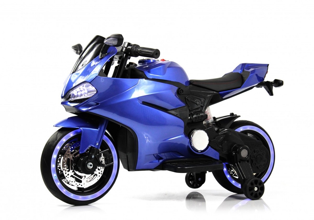 Детский электромотоцикл RiverToys X003XX (синий глянец)