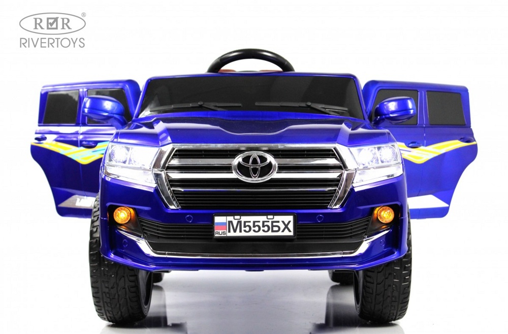 Детский электромобиль RiverToys М555БХ (синий глянец) Toyota Лицензия, Полный привод - фото2