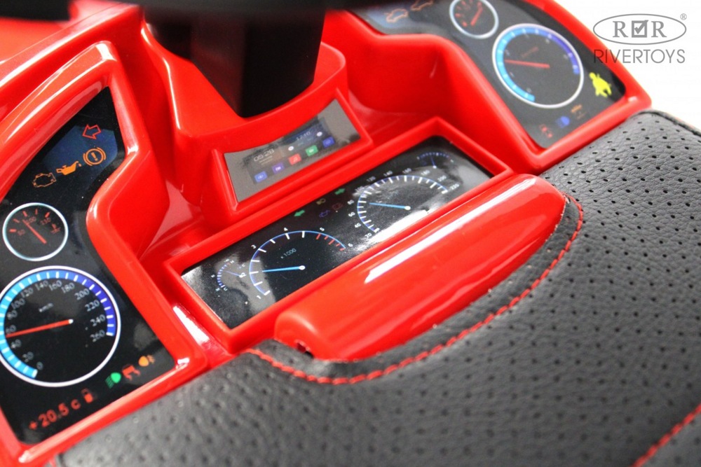 Детский толокар RiverToys L003LL-B (красный) BMW с ручкой управления - фото4