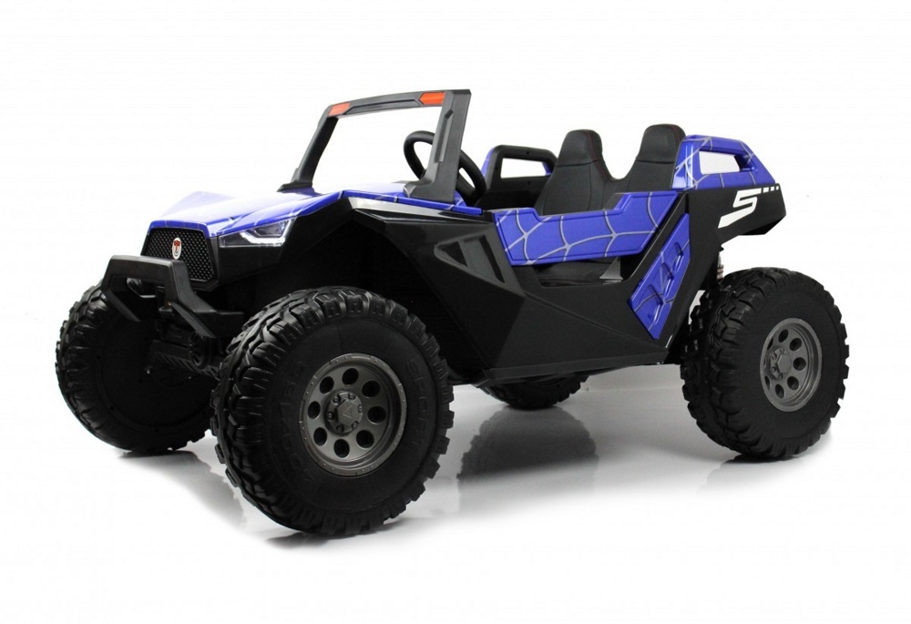 Детский электромобиль RiverToys A707AA LUX 4WD (синий Spider) Кондиционер двухместный полноприводный скорость 16 км/ч