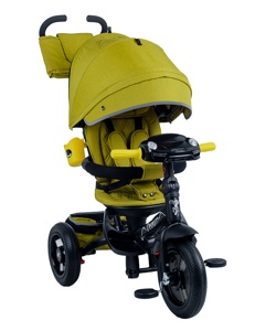 Детский трехколесный велосипед Bubago Dragon BG 104-3 (горчичный) USB, Bluetooth, насос, поворотное сиденье - фото
