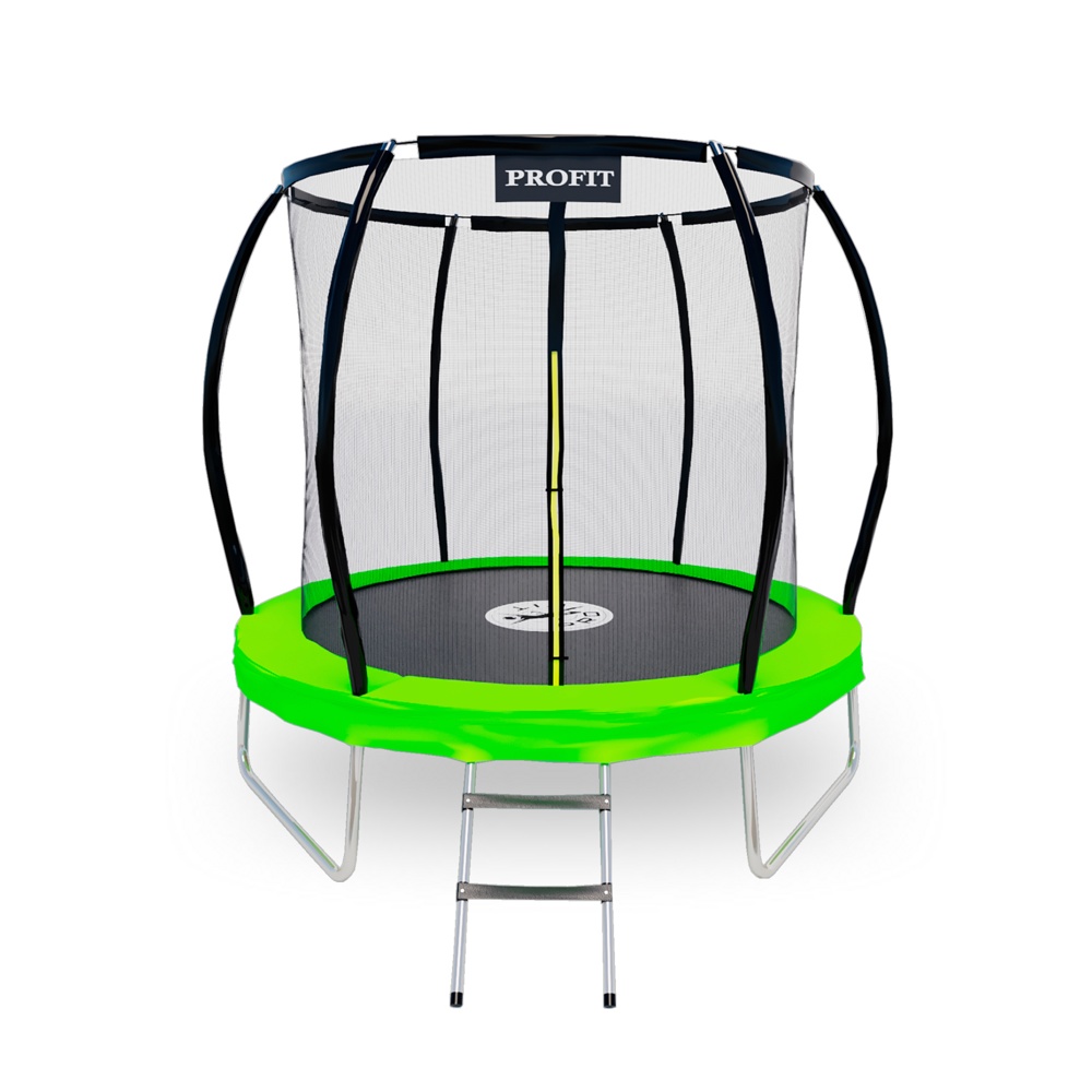 Батут ProFit Premium Green 252 см - 8 ft с внутренней защитной сеткой и лестницей