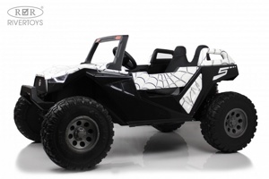 Детский электромобиль RiverToys Buggy A707AA 4WD (белый Spider) Кондиционер двухместный полноприводный - фото