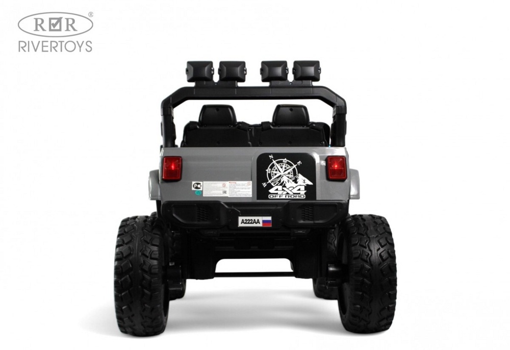 Детский электромобиль RiverToys Jeep A222AA (серый) Двухместный Полноприводный - фото3