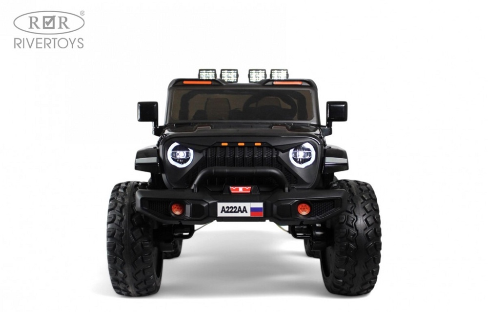 Детский электромобиль RiverToys Jeep A222AA (черный) Двухместный Полноприводный - фото6