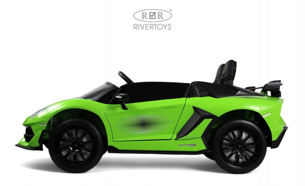 Детский электромобиль RiverToys K999PX (зелёный) Lamborghini Двухместный, полноприводный - фото5