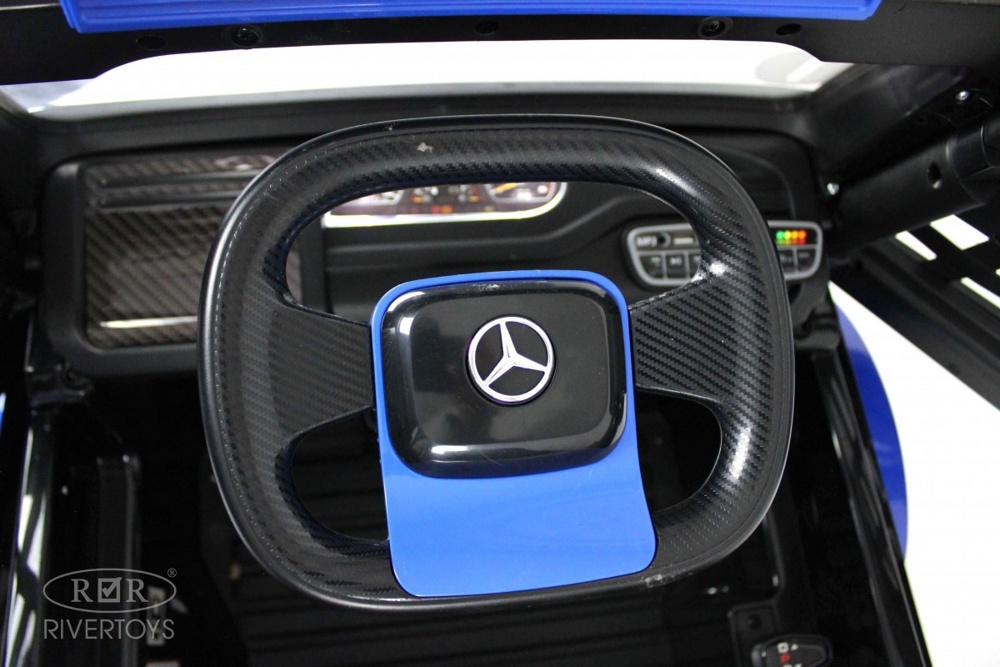Детский электромобиль RiverToys Mercedes-Benz Axor с прицепом H777HH (темно-синий) Лицензия с пультом - фото5