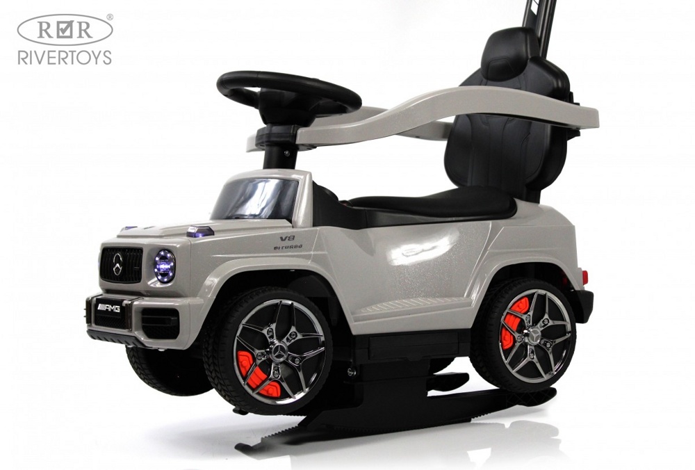 Детский толокар River Toys Mercedes-Benz G63 Z001ZZ-B (серый бриллиант) 2 в 1 трансформируется в качалку, звук и свет от аккумулятора - фото2