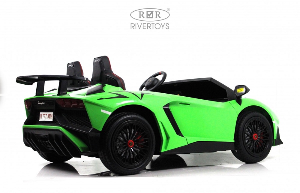 Детский электромобиль RiverToys Lamborghini Aventador SV M777MM (зеленый) Лицензия Двухместный - фото3