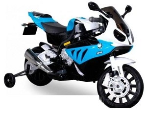 Детский электромобиль, мотоцикл RiverToys BMW S1000RR JT528 (голубой) - фото