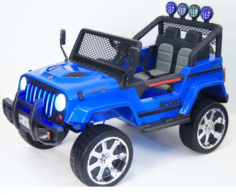 Детский электромобиль RiverToys Jeep 4WD T008TT (синий) двухместный полноприводный