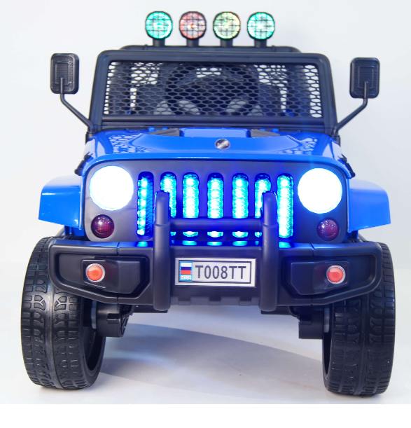 Детский электромобиль RiverToys Jeep 4WD T008TT (синий) двухместный полноприводный - фото2