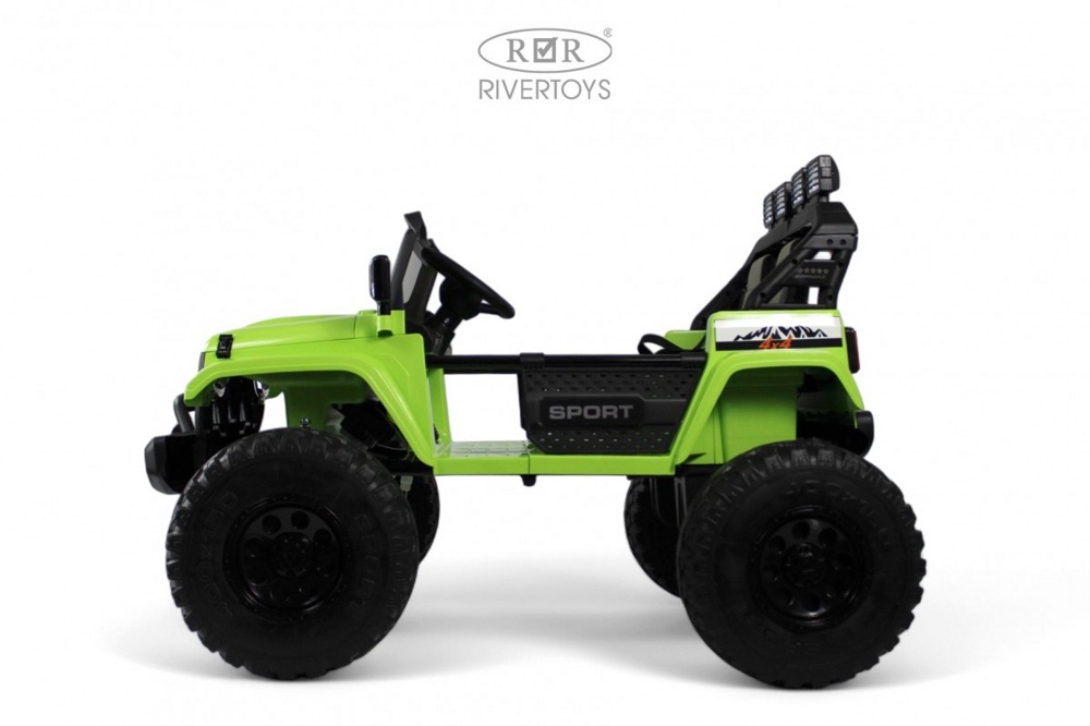 Детский электромобиль RiverToys Jeep A222AA (зеленый) Двухместный Полноприводный - фото4