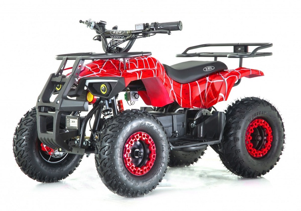 Детский электроквадроцикл RiverToys TIKI LUX (красный Spider) скорость 25 км/ч до 65кг.