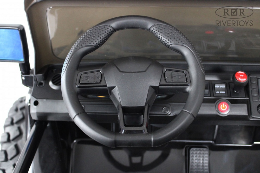 Детский электромобиль RiverToys Jeep A222AA (черный) Двухместный Полноприводный - фото3