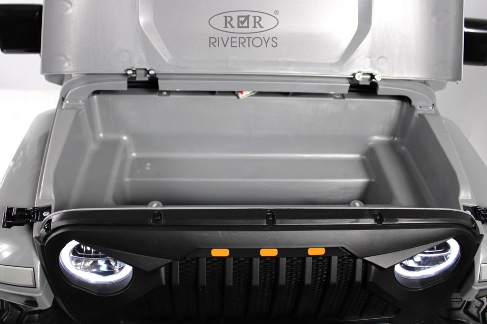 Детский электромобиль RiverToys Jeep A222AA (серый) Двухместный Полноприводный - фото4