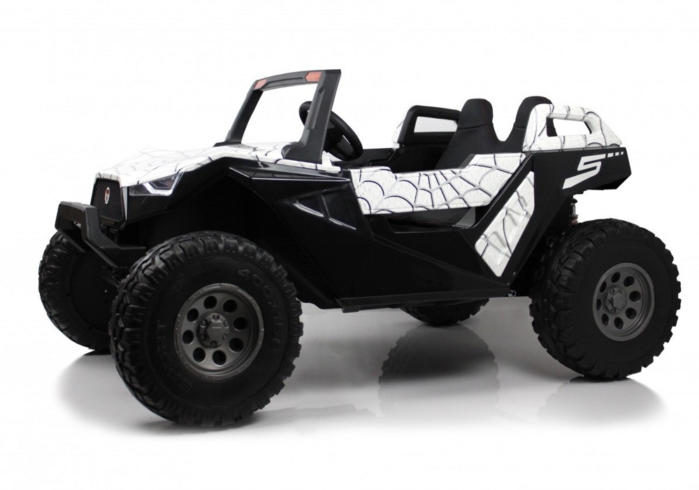 Детский электромобиль RiverToys A707AA LUX 4WD (белый Spider) Кондиционер двухместный полноприводный скорость 16 км/ч