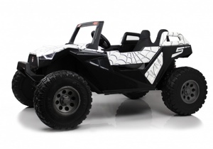 Детский электромобиль RiverToys A707AA LUX 4WD (белый Spider) Кондиционер двухместный полноприводный скорость 16 км/ч - фото