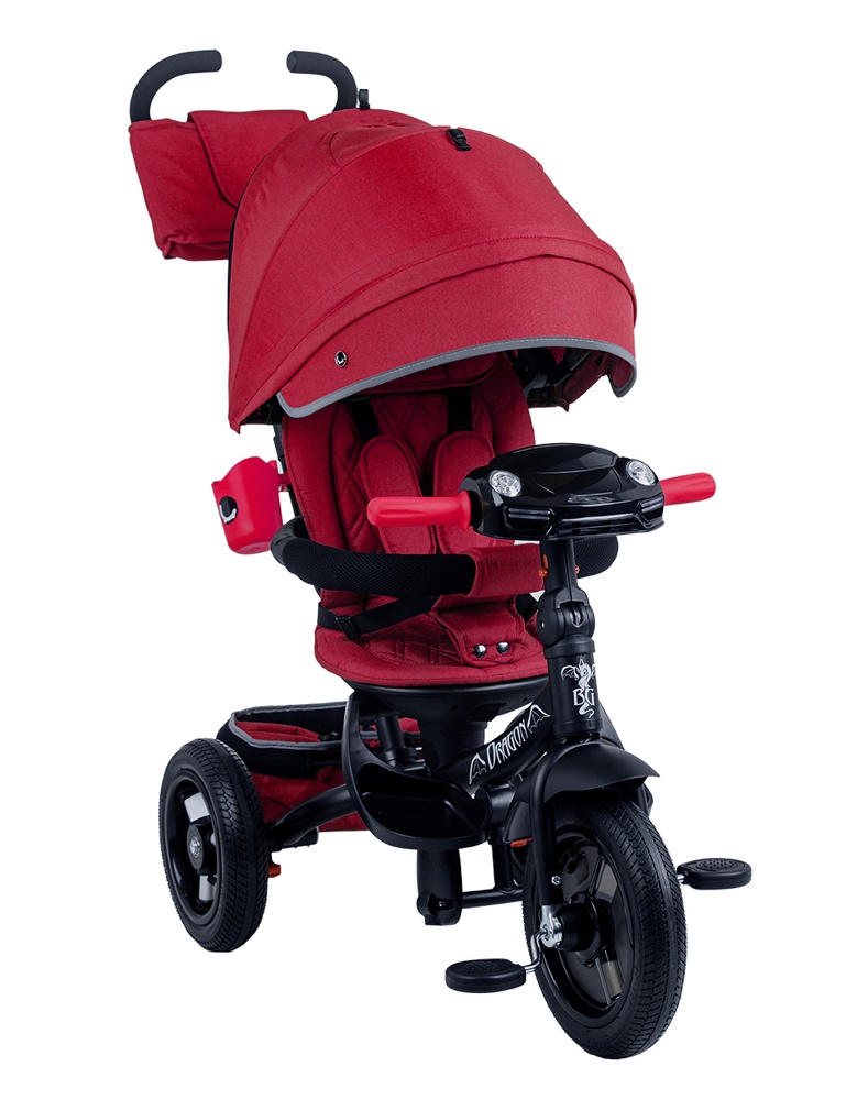 Детский трехколесный велосипед Bubago Dragon BG 104-4 (красный) USB, Bluetooth, насос, поворотное сиденье