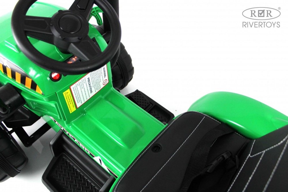 Детский электромобиль RiverToys Трактор-погрузчик с прицепом P222PP (зеленый) с пультом - фото3