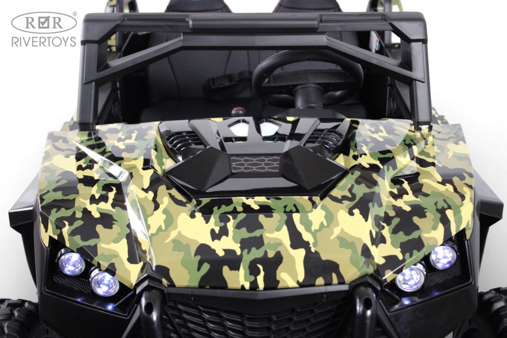 Детский электромобиль RiverToys A707AA LUX NEW 4WD (зеленый камуфляж) Двухместный Полноприводный фото-3