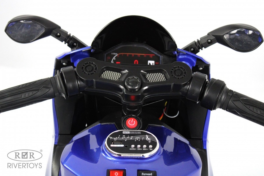 Детский электромотоцикл RiverToys X003XX (синий глянец) - фото4