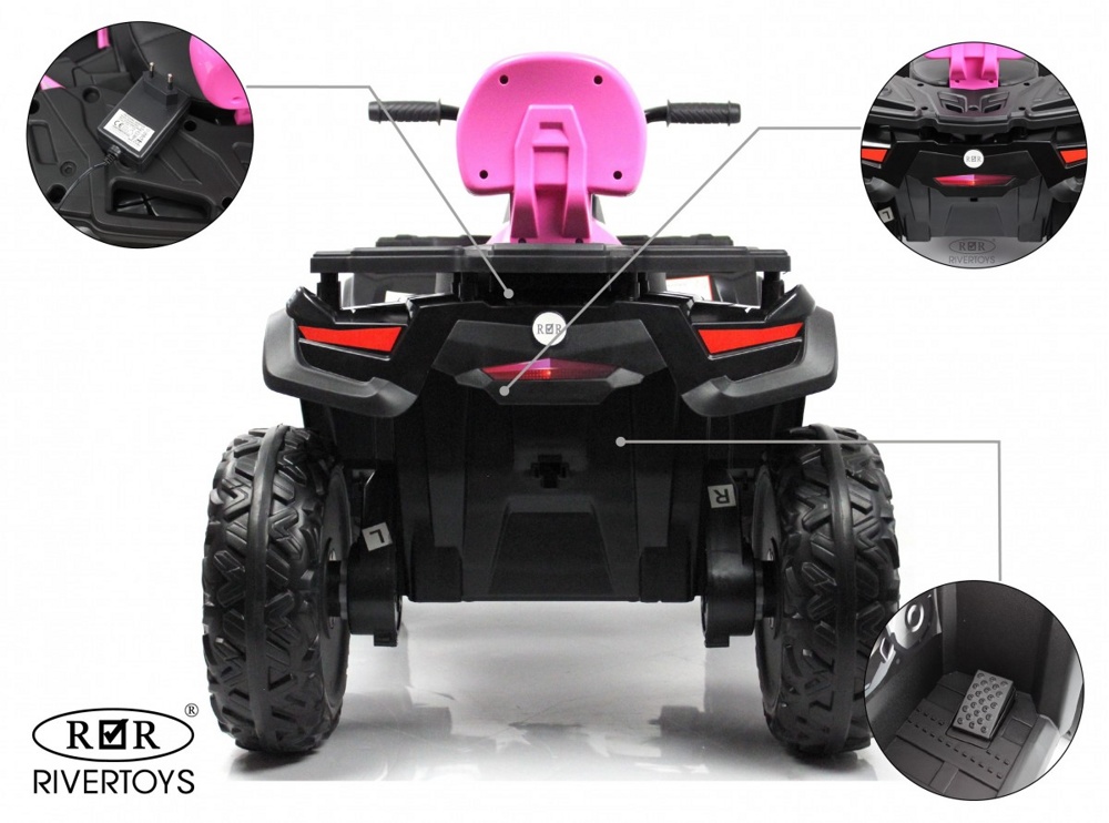 Детский электроквадроцикл RiverToys T001TT 4WD (розовый) - фото5