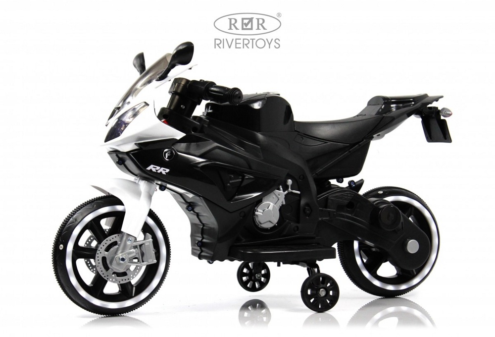 Детский электромотоцикл RiverToys X002XX (черно-белый)
