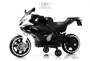 Детский электромотоцикл RiverToys X002XX (черно-белый) - фото