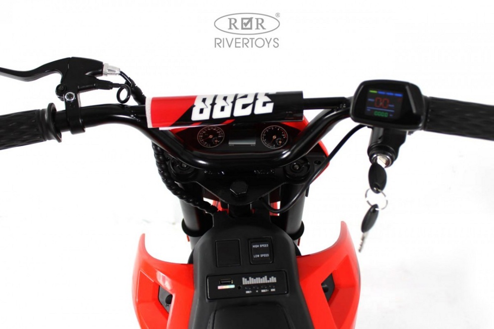 Детский электромотоцикл RiverToys E777KX (красный) Двухместный - фото6
