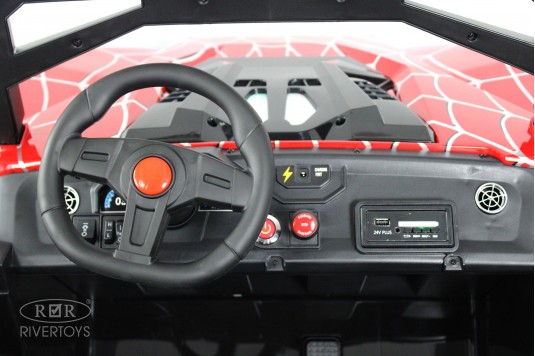 Детский электромобиль RiverToys A707AA LUX NEW 4WD (красный spider) Двухместный Полноприводный фото-4 Детский электромобиль RiverToys A707AA LUX NEW 4WD (красный spider) Двухместный Полноприводный фото-4