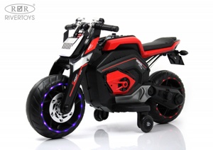 Детский электромобиль, мотоцикл RiverToys X111XX (красный) - фото