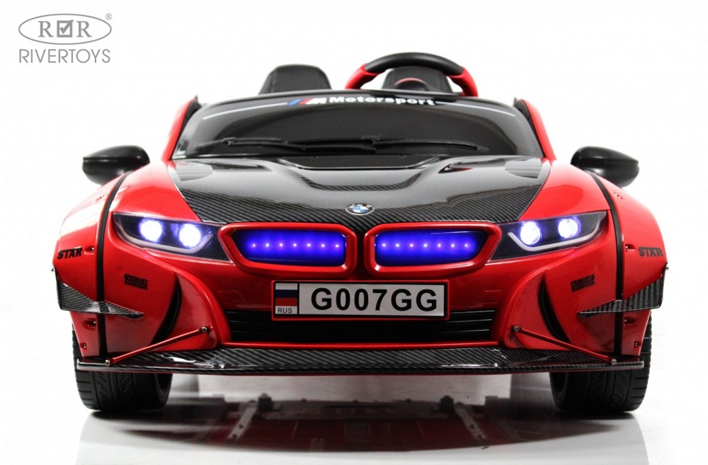 Детский электромобиль RiverToys G007GG (красный) BMW Двухместный - фото2