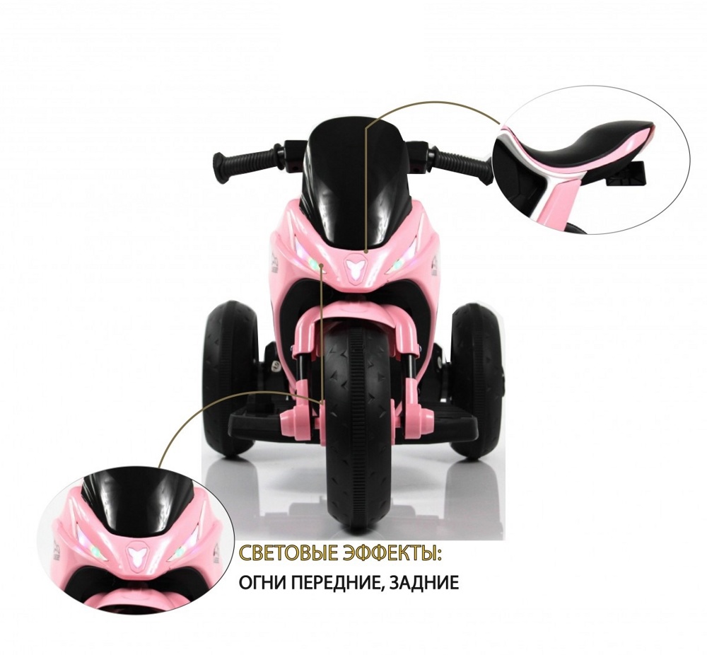 Детский электромотоцикл RiverToys G004GG (розовый) - фото5