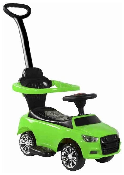 Детская машинка-каталка, толокар RiverToys Audi JY-Z06A (зеленый) c ручкой-управляшкой - фото6