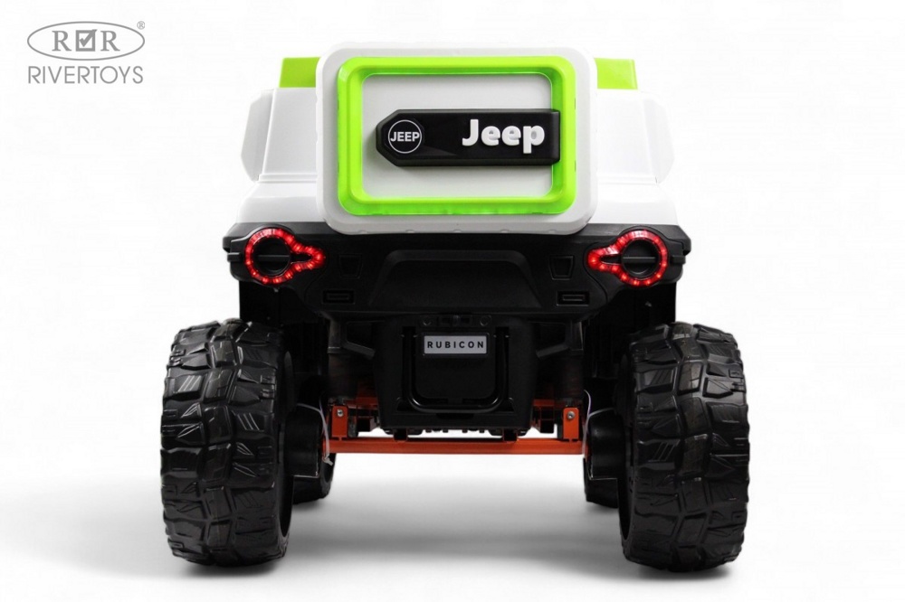 Детский электромобиль RiverToys E007EE (бело-зеленый) Полноприводный Jeep Rubicon - фото6