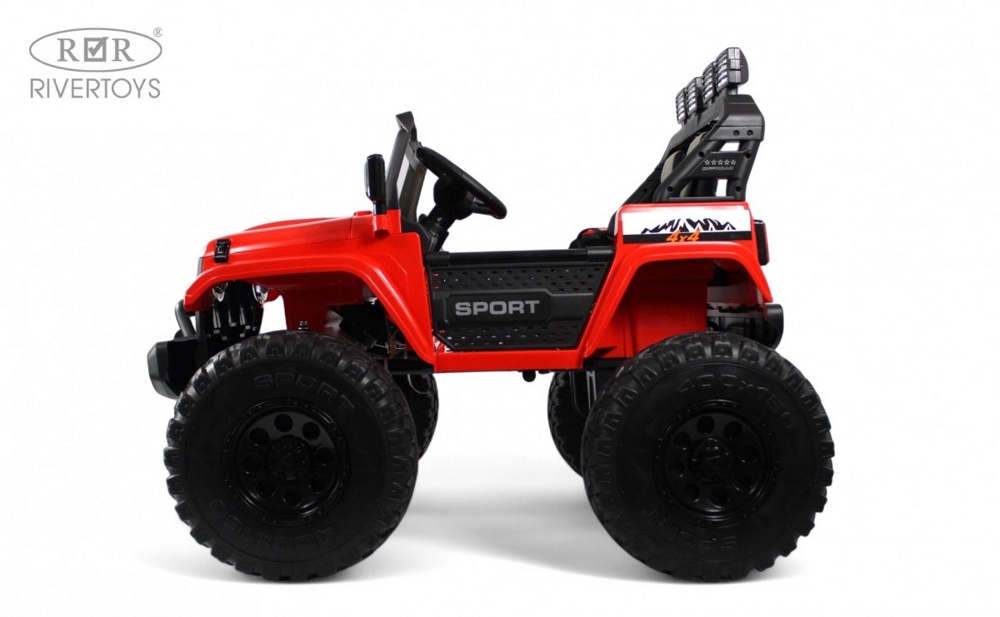 Детский электромобиль RiverToys Jeep A222AA (красный) Двухместный Полноприводный - фото5