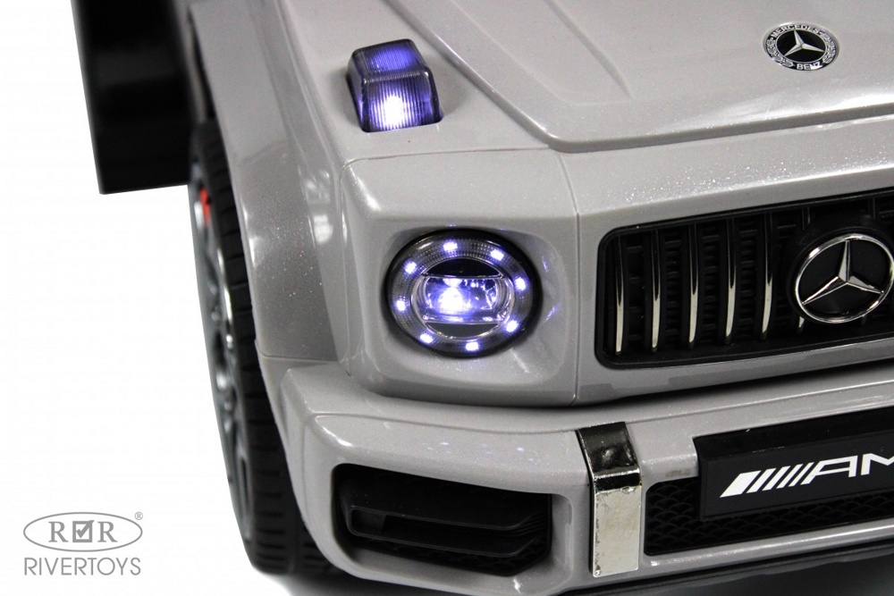 Детский толокар River Toys Mercedes-Benz G63 Z001ZZ-C (серый бриллиант) звук и свет от батареек - фото2