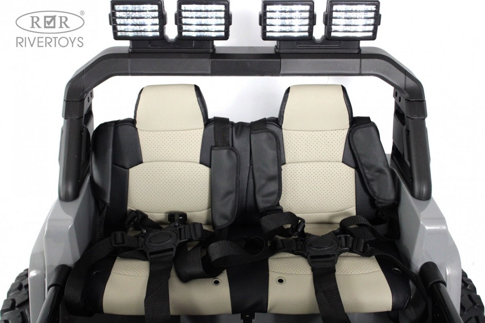Детский электромобиль RiverToys Jeep A222AA (серый) Двухместный Полноприводный - фото6