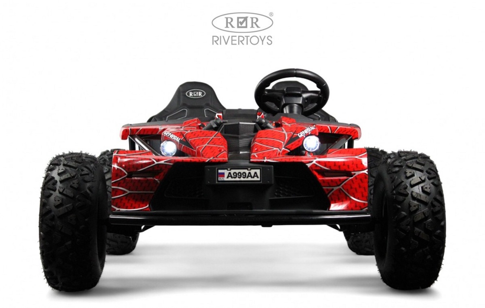 Детский электромобиль RiverToys A999AA (красный спайдер) Buggy Двухместный Скорость: 20 км/ч, 48V, до 150 кг. - фото3