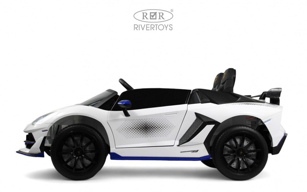 Детский электромобиль RiverToys K999PX (белый) Lamborghini Двухместный, полноприводный - фото5