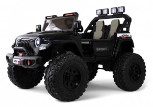 Детский электромобиль RiverToys Jeep A222AA (черный) Двухместный Полноприводный - фото