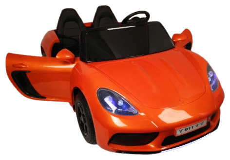 Детский электромобиль RiverToys Porsche Cayman T911TT (оранжевый глянец) автокраска полноприводный двухместный - фото2
