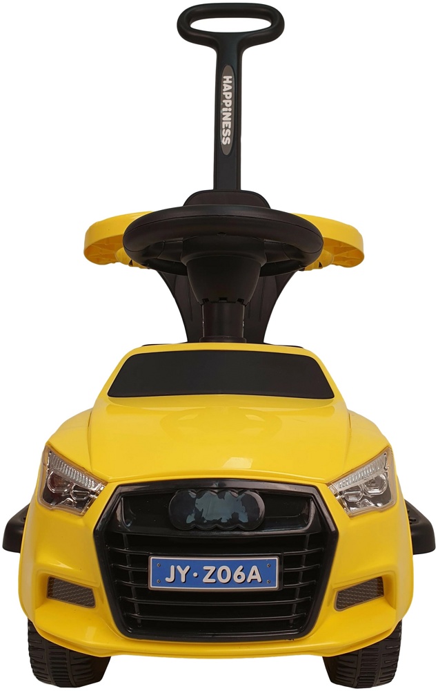 Детская машинка-каталка, толокар RiverToys Audi JY-Z06A (желтый) c ручкой-управляшкой - фото3