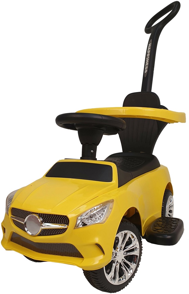 Детская машинка-каталка, толокар RiverToys Mercedes-Benz JY-Z06C (желтый/черный) с ручкой-управляшкой - фото6