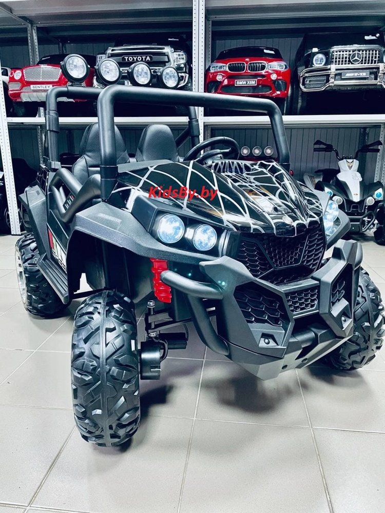 Детский электромобиль RiverToys Buggy T888TT 4WD (черный паук) полноприводный двухместный