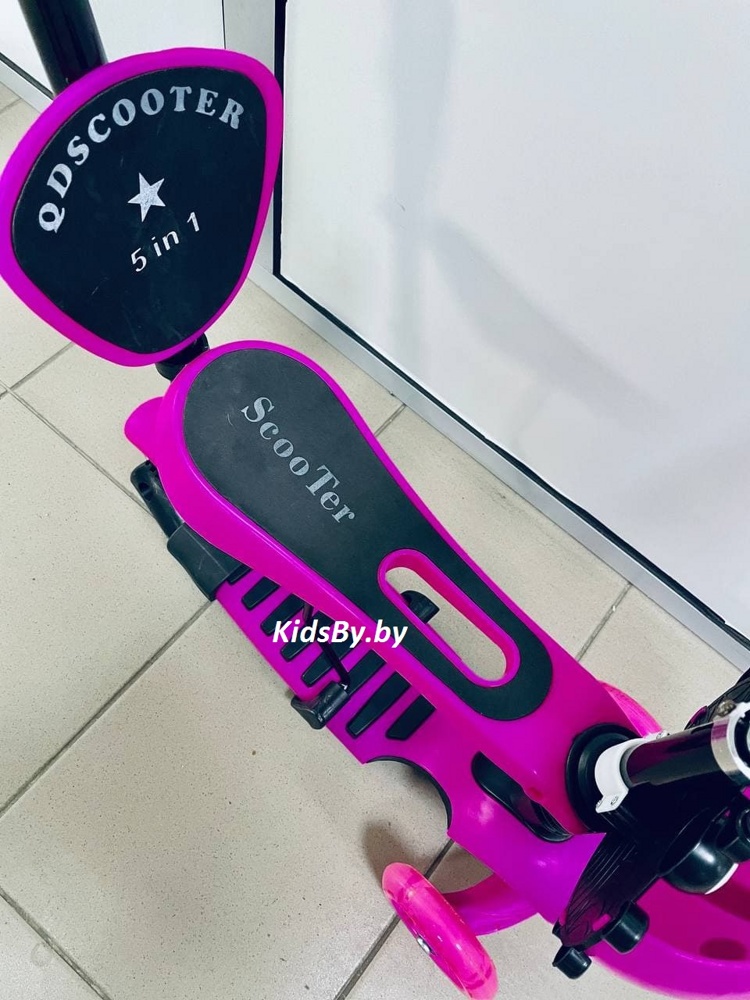 Детский самокат 21st Scooter 5 в 1 Божья коровка цвет розовый фото-5