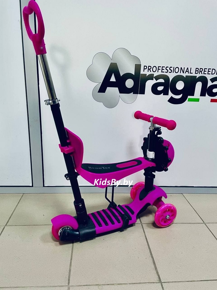 Детский самокат 21st Scooter 5 в 1 Божья коровка цвет розовый фото-3
